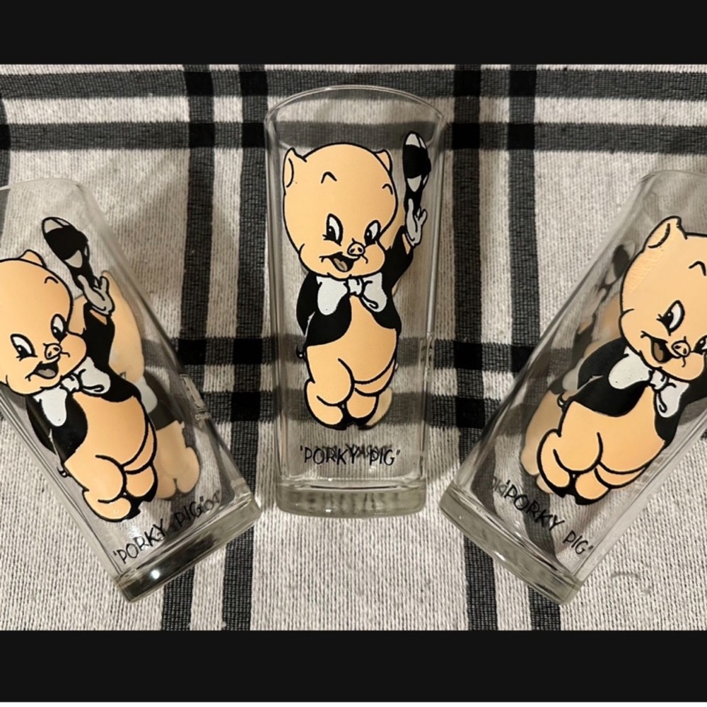 “Porky Pig”Vintage 1973 Pepsi/Warner Bros Collector Series Glasses~Set of 3!